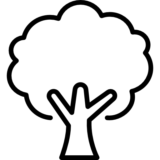 A black and white illustration of a tree.